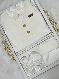 Erkek bebek beyaz renk Mevlit takımı