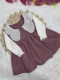 Güpürlü yaka kız bebek elbise