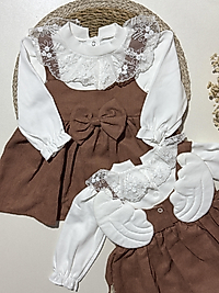 Melek Kanatlı kahverengi kız bebek elbise