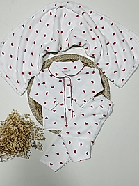 Kalp temalı penye battaniyeli pijama takımı