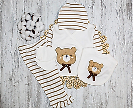 Ayıcık nakışlı erkek bebek Hastane çıkışı