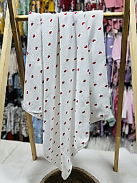 Kalp temalı kız bebek penye battaniye