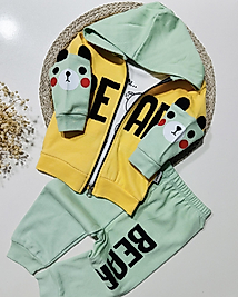 Bear kol detaylı erkek bebek 3’lü takım