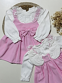 Melek Kanatlı pembe renk kız bebek elbise