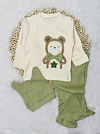 Ayıcık nakışlı papyonlu Erkek bebek hastane çıkışı