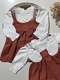 Melek Kanatlı  kiremit renk kız bebek elbise