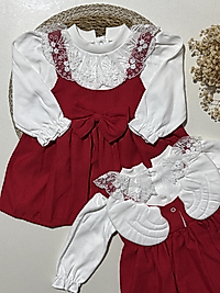 Melek kanatlı kırmızı renk kız bebek elbise