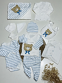 Ayıcık nakışlı erkek bebek hastane çıkışı