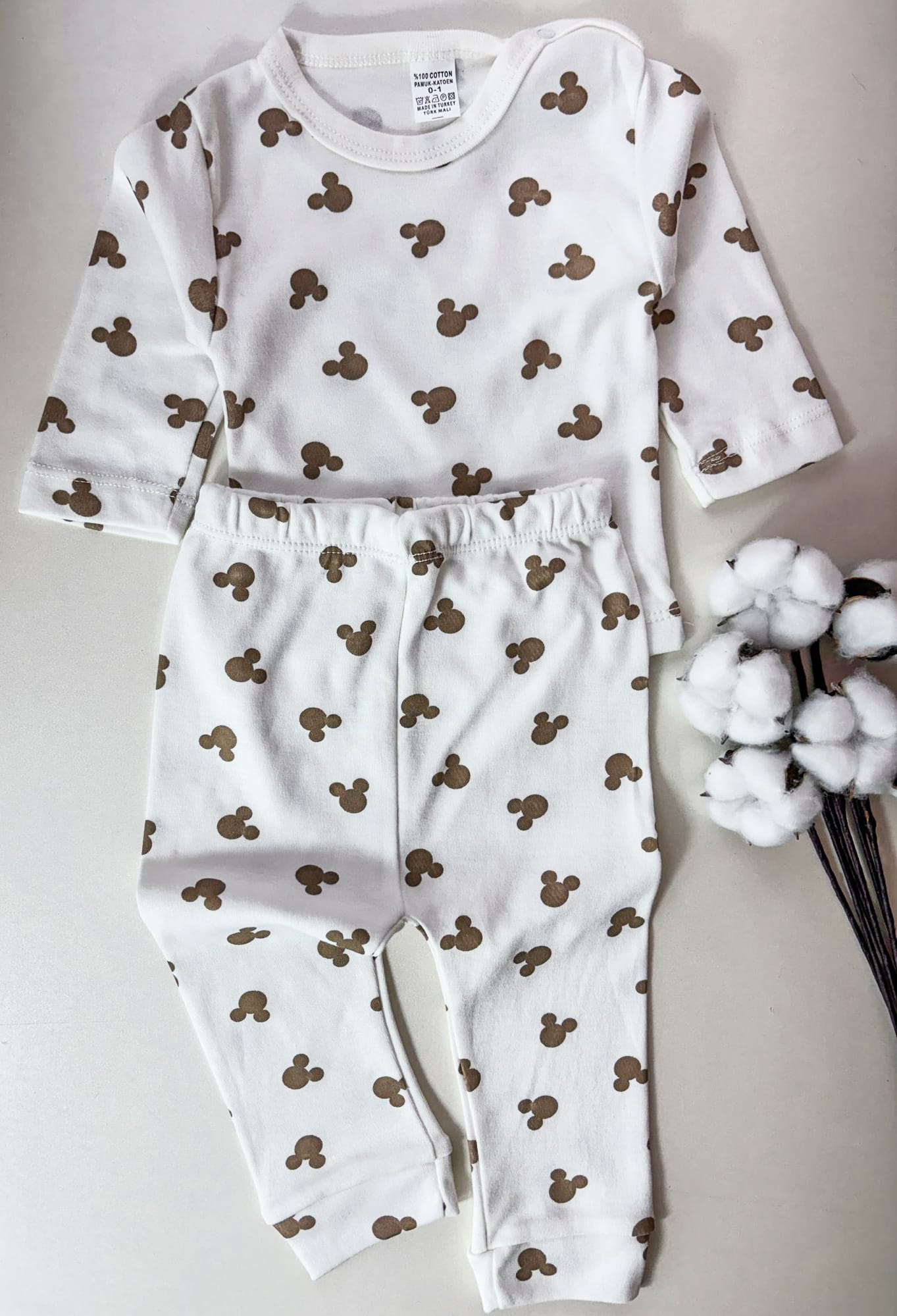 Erkek bebek mickey temalı ikili takım
