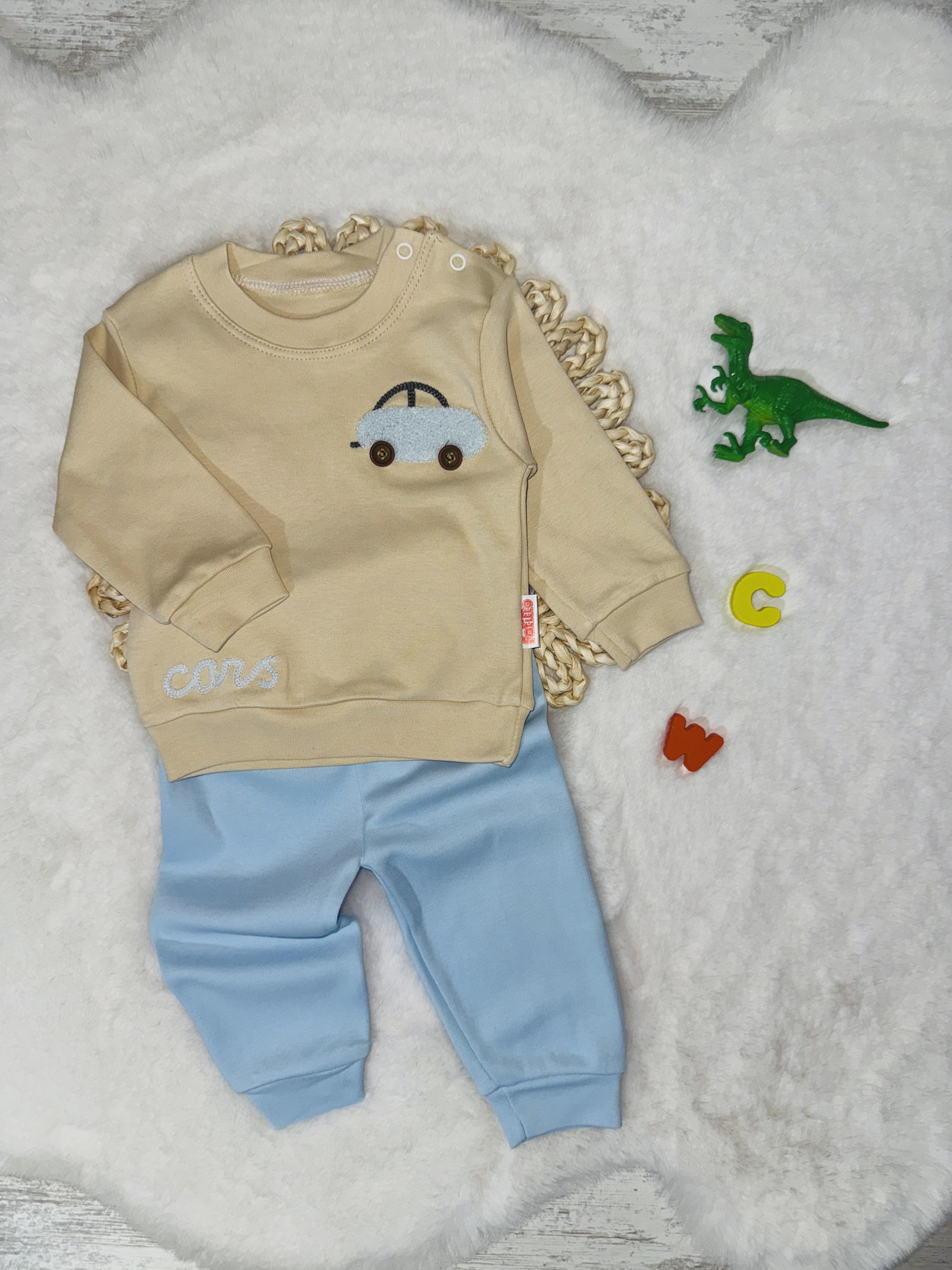 Araba nakışlı Erkek bebek 2’li takım