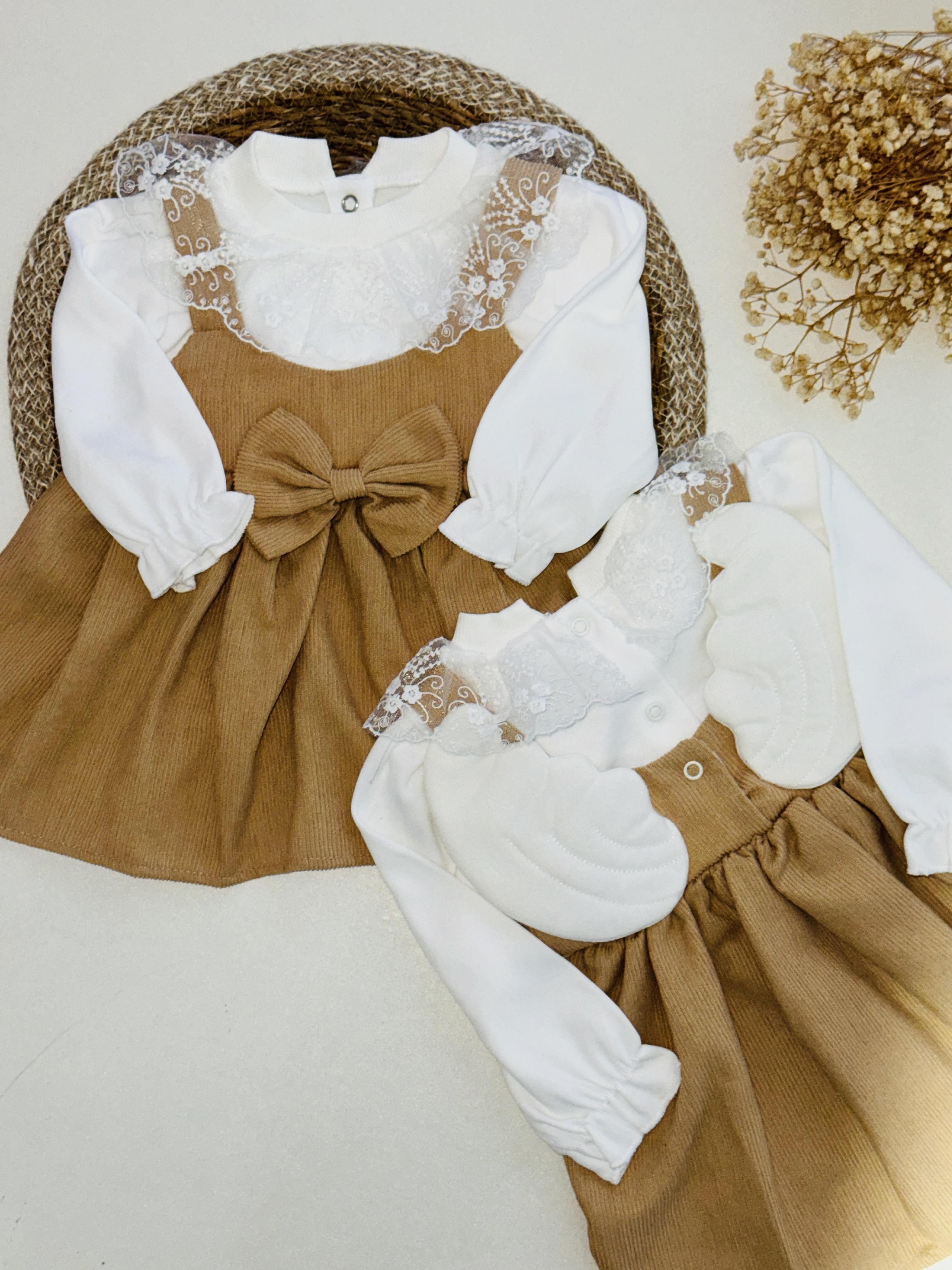 Melek Kanatlı sarı renk kız bebek elbise