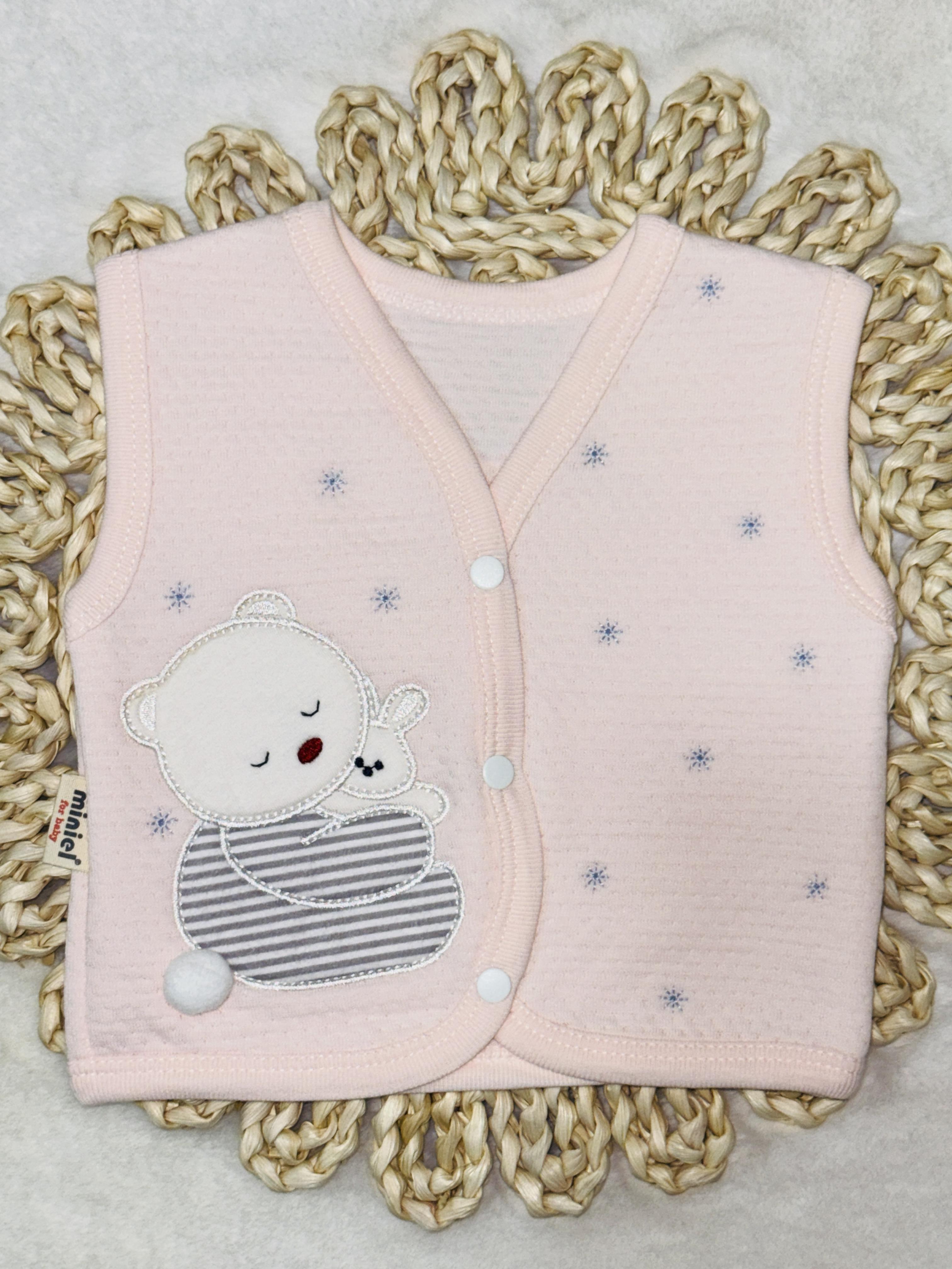 Ponponlu yavruağzı renk  Bebek yelek