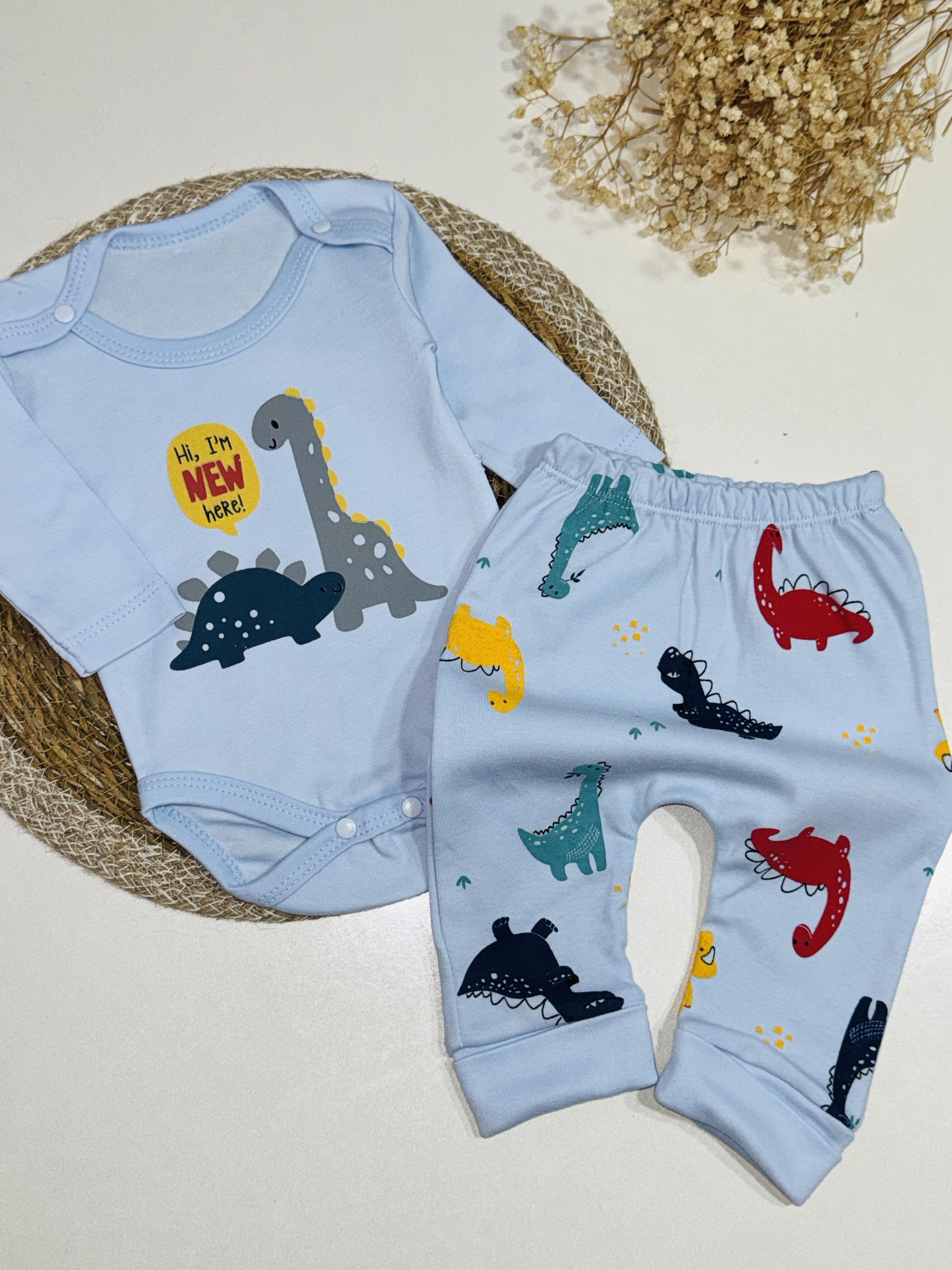 Dinozor temalı erkek bebek takım