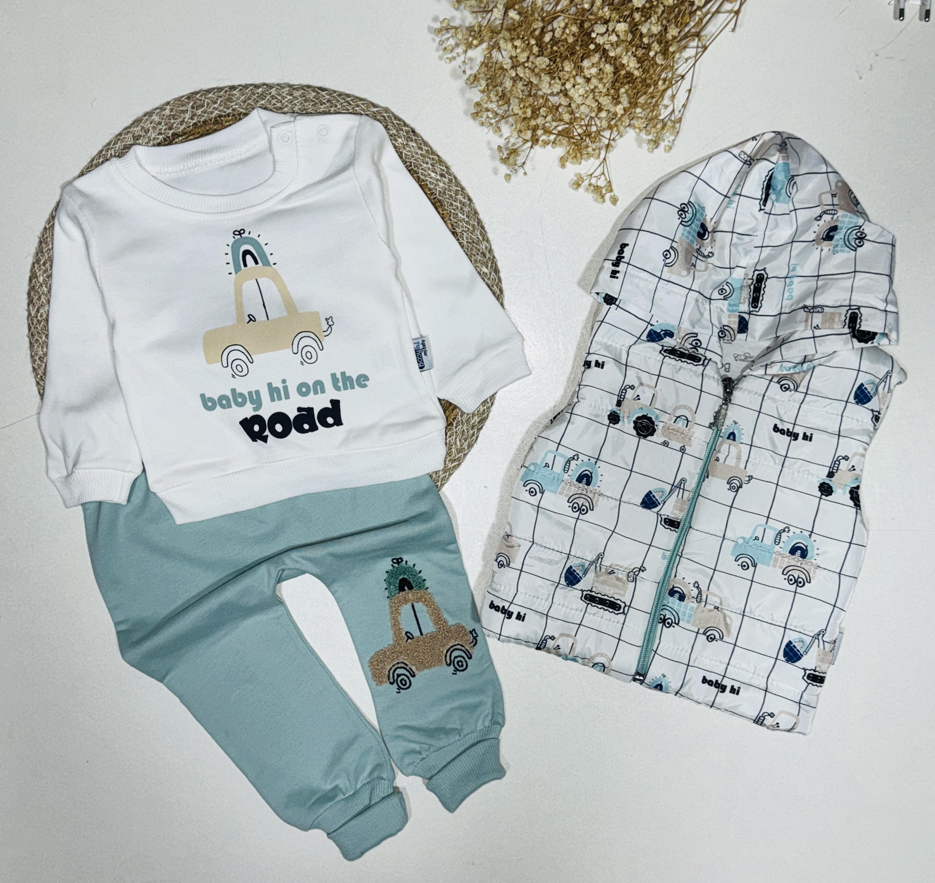 Truck temalı erkek bebek 3’lü takım