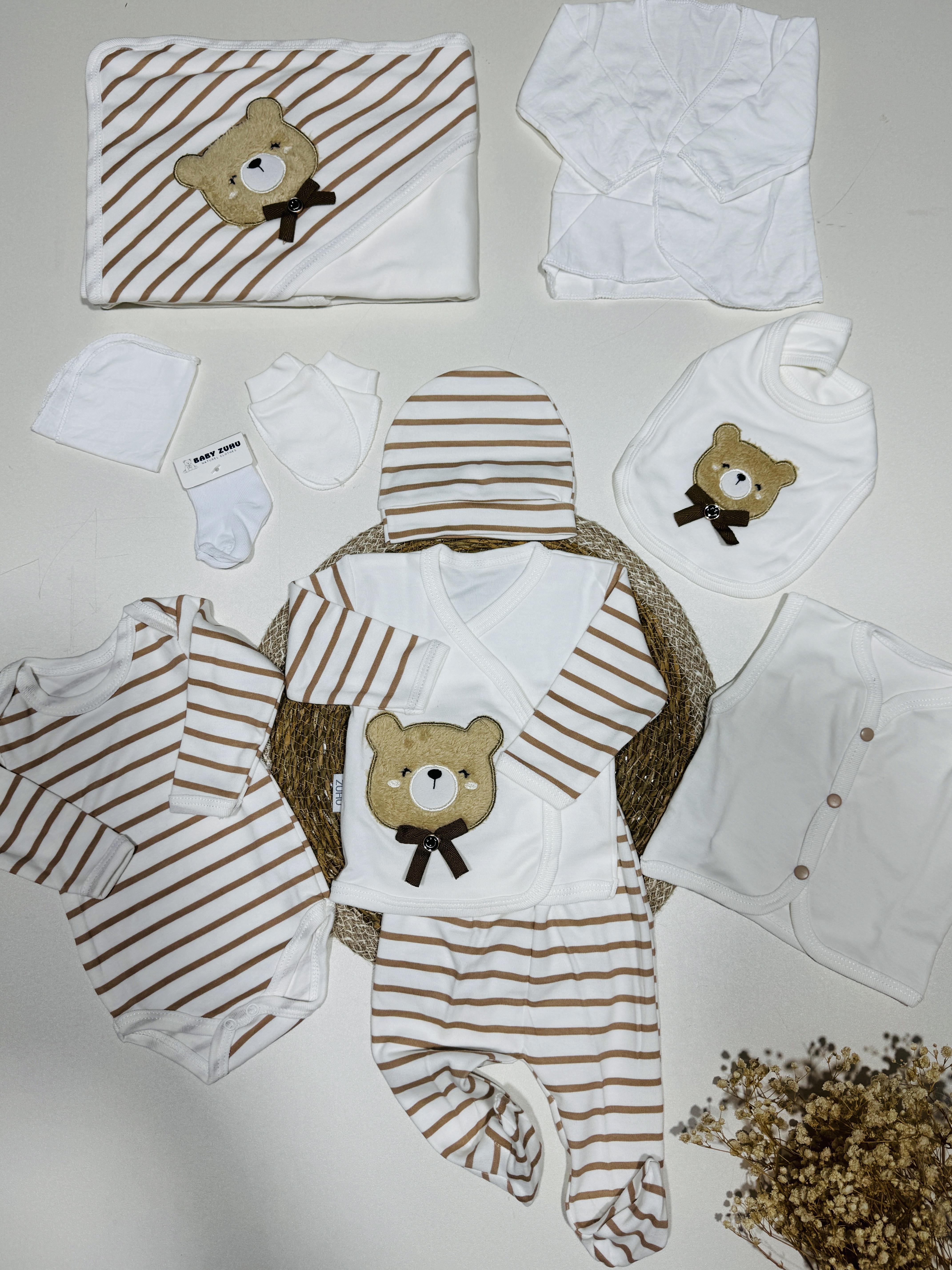 Ayıcık nakışlı bebek hastane çıkışı