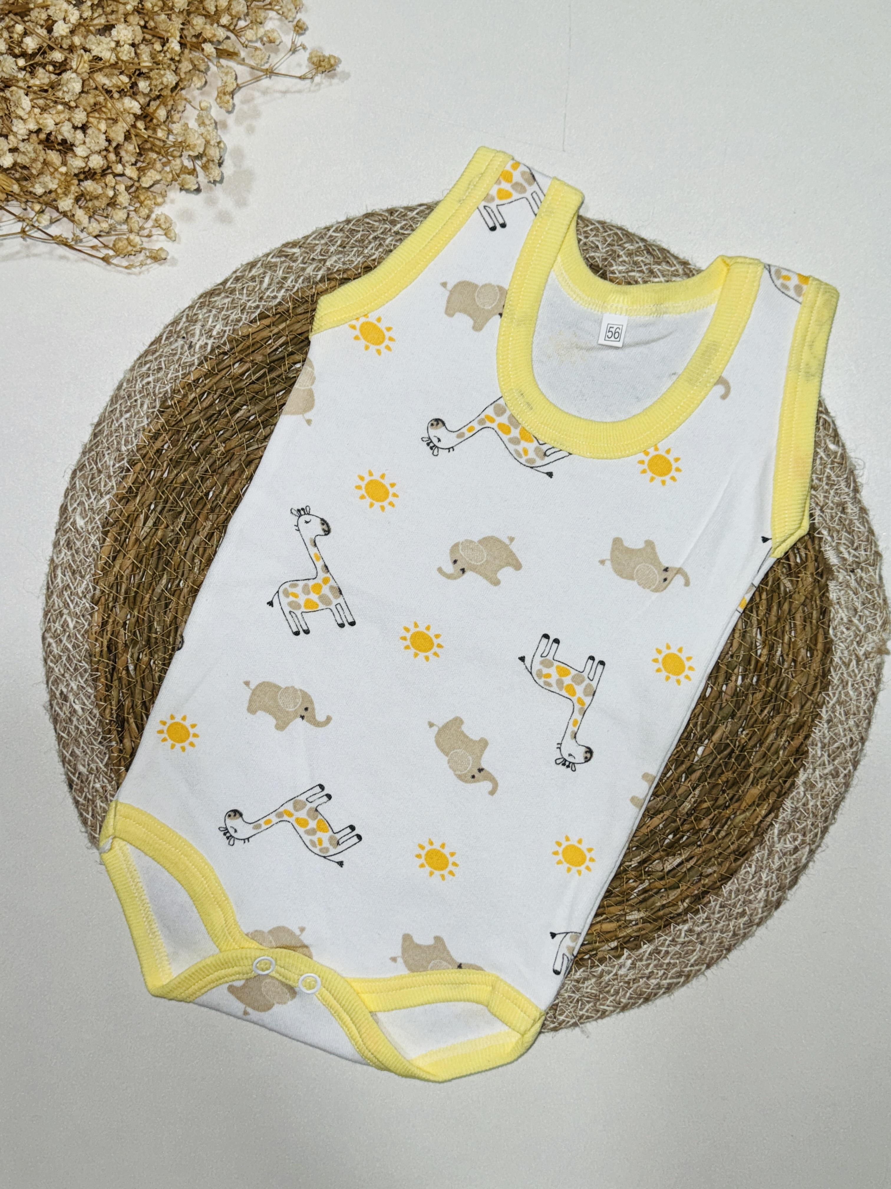 Fil temalı sarı bebek çıtçıtlı badi