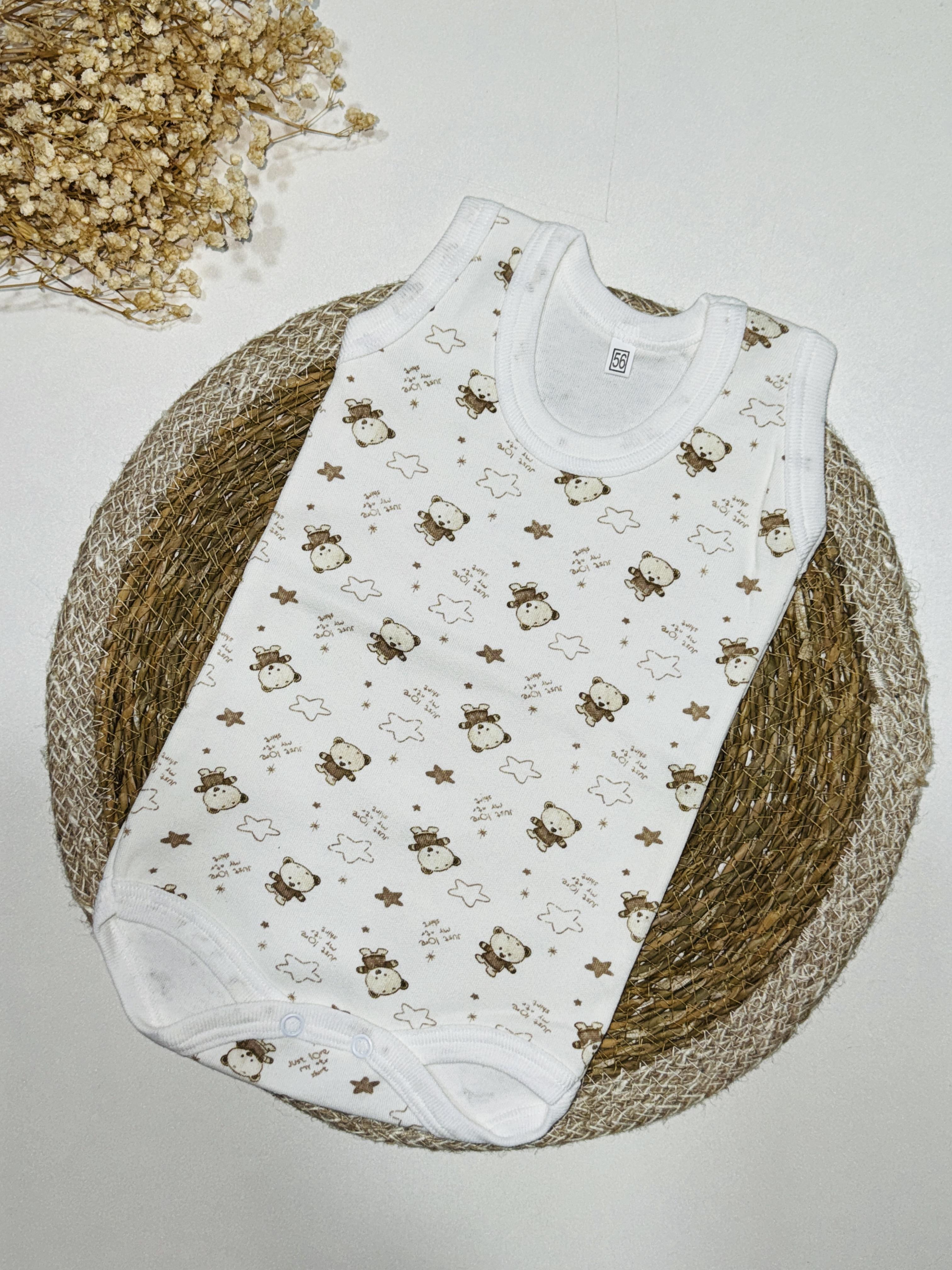 Ayıcık temalı unisex çıtçıtlı badi