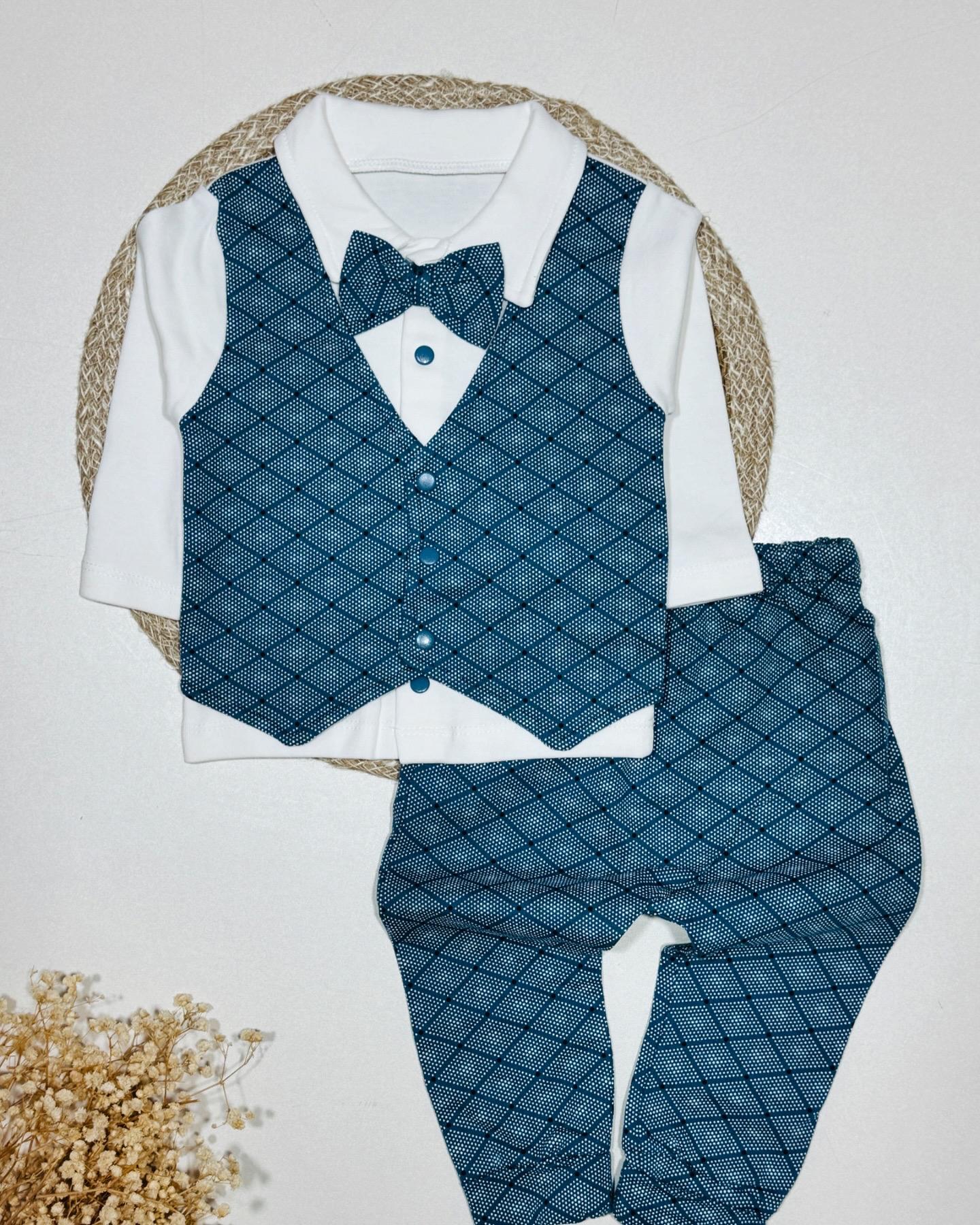 Papyonlu erkek bebek 2’li takım