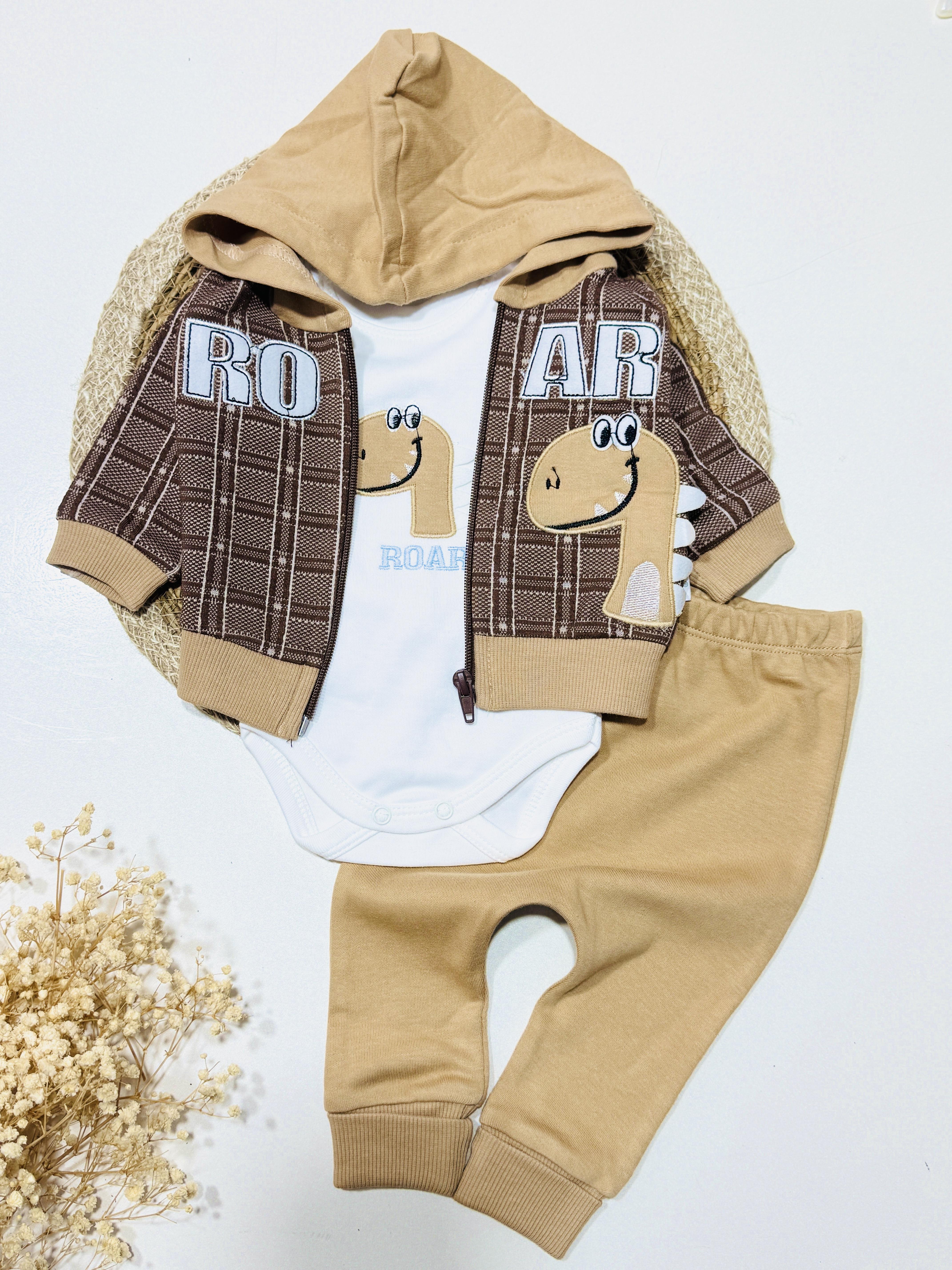 Erkek bebek dinozor tema 3’lü takım